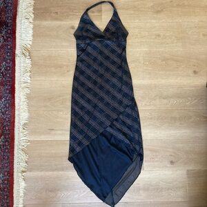 Vintage Y2K Hourglass Glitter Halter Asymmetrical Dress